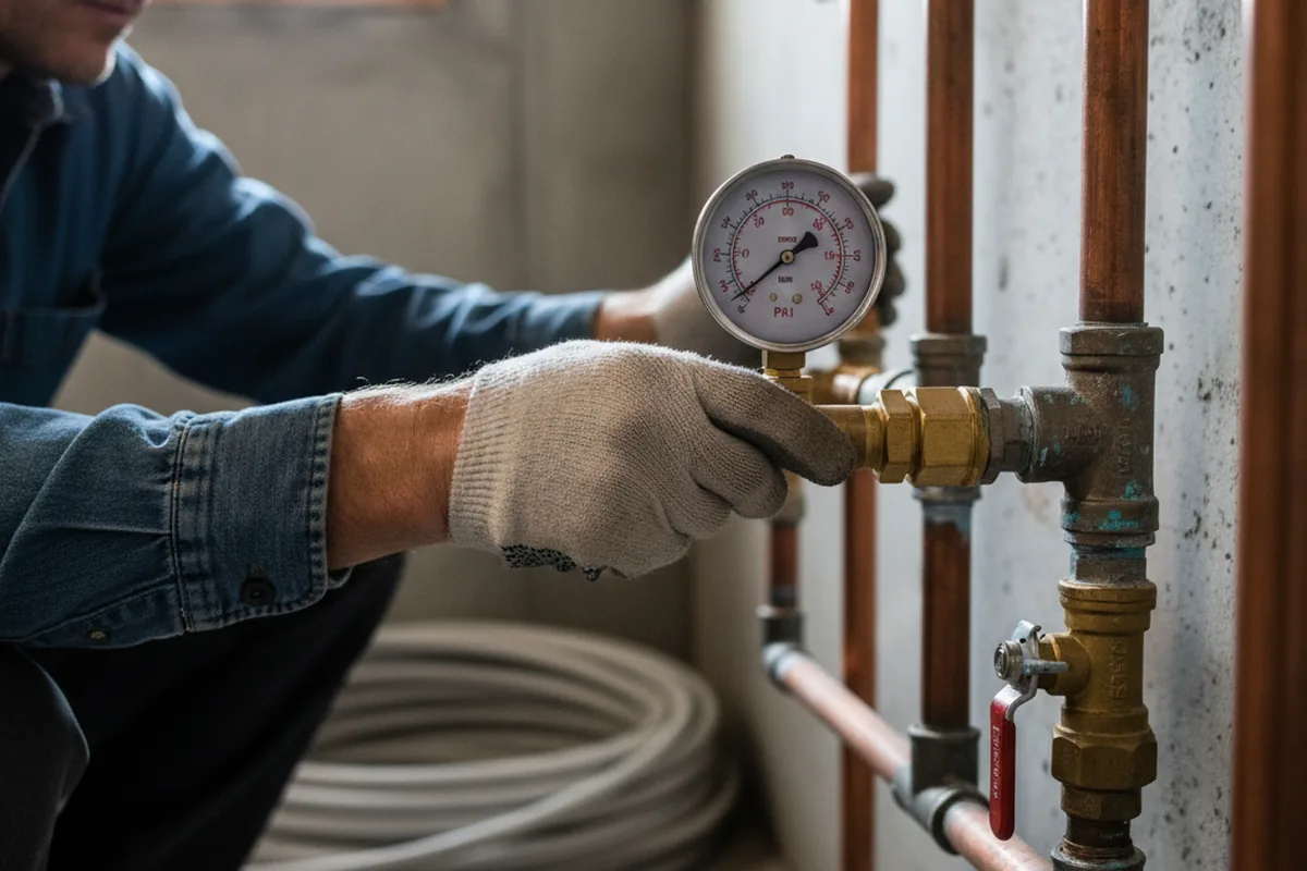 Pressure testing a repaired line during Water Line Repair in Southampton